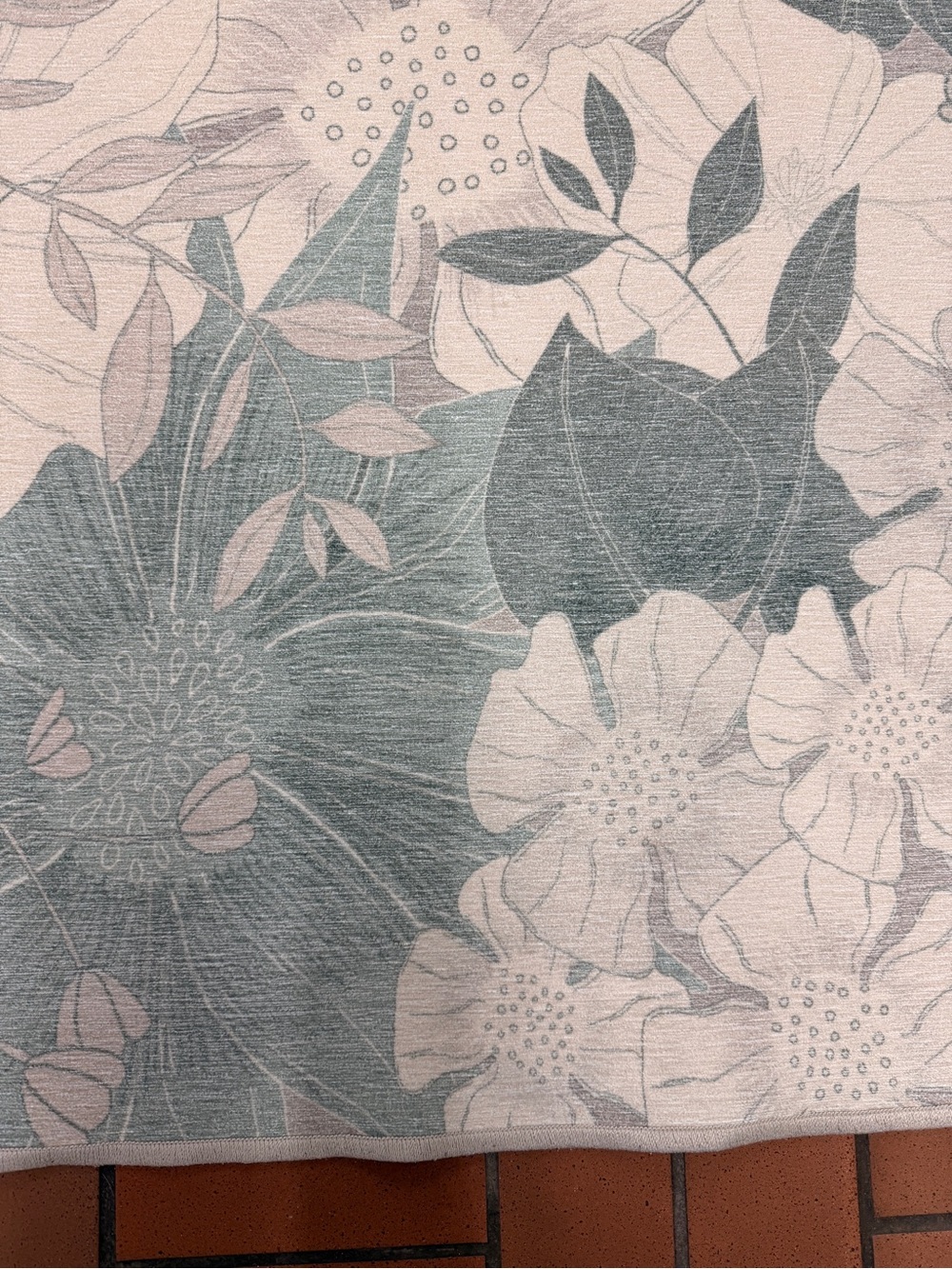 Ruggable Washable Floral Pattern Area Rug - Sage and Cream - Picture 2 of 4